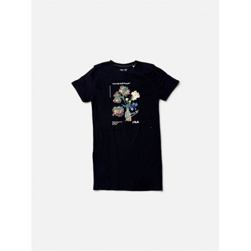 FILA x Van Gogh Museum Γυναικείο Μαύρο T-Shirt Φόρεμα με Floral Print